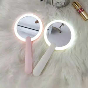 Small Mini Hand Held Makeup <b>Mirror</b> Led Light Travel Folding Cosmetic Hand <b>Compact</b> Pocket <b>Mirror</b> - Product Image 1