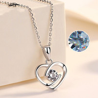 Collier pendentif cœur d'amour étincelant en argent sterling 925 plaqué rhodium avec zircone cubique personnalisé Mylove pour femme – Vente en gros