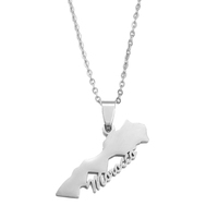 Collares con Colgante de Mapas de Marruecos en Acero Inoxidable, Joyería Étnica, Le Royaume Du Maroc