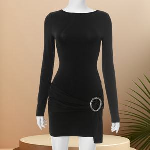 Viviblook C25DS138 Women Street Sexy Autumn New Sexy Spicy <b>Girl</b> <b>Long</b> Sleeved Solid Color Casual Mini <b>Dresses</b> - Product Image 1