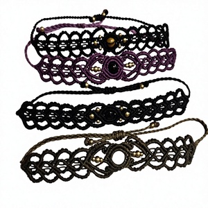 Collar de Macramé Boho Hecho a Mano al por Mayor, Collar de Encaje de Colores Mezclados Ajustable con Cuentas Doradas, Joyería para Mujer, Regalo - Product Image 1