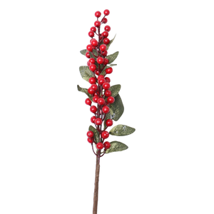 Décoration de Noël Artisanale Givrée Rouge et Verte, Branche Florale de Baies Artificielles en PVC et Fer, 60 cm, Fournitures pour Décorations de Fruits - Product Image 5