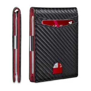 Minimalistische Kleine Lederen Bifold Heren Voorzak Portemonnee Cadeau Slanke Geld Clip Portefeuilles Voor Mannen Rfid Blokkering 12 Kaarthouder Doos