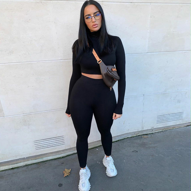 Clacive Pantalon Legging Ensembles De Jogging De Sport Solide Femmes 2 Pièces Ensemble Vêtements pour Vêtements de Sport