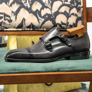 Zapatos de Vestir Negros Elegantes para Hombre, Suela de Goma Resistente, Punta Cuadrada, Hebilla Metálica, Mocasines Casuales de Cuero de Una Pieza - Product Image 6