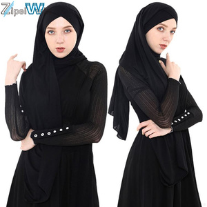 Ultimo modello <span class=keywords><strong>Abaya</strong></span> disegni <span class=keywords><strong>nero</strong></span> Burkha abbigliamento islamico <span class=keywords><strong>Abaya</strong></span> 2 pezzi Set sciarpa Hijab - Product Image 6
