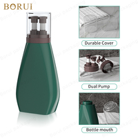 Bouteille de pulvérisation à pompe sérigraphiée Borui 500 ml vide, double tube, double compartiment, 2-en-1, en PET, pour cosmétiques, shampoing et lotion