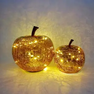 Led Harvest Festival String warm Blinklicht Gold 2 Sätze Glas Apfel Ornament Licht für Garten Schlafzimmer Beleuchtung