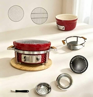 Barbecue Kamado Habachi TOPQ, moderne, en acier inoxydable, pour table, fumoir en céramique portable, barbecue au charbon de bois, commande tactile, barbecues Kamado