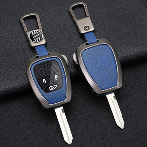 Kim Loại + Da Xe Móc Chìa Khóa Bìa Kẽm Hợp Kim Vỏ Chìa Khóa Từ Xa Trường Hợp Tương Thích Với Jeep Dodge Chrysler - Product Image 3