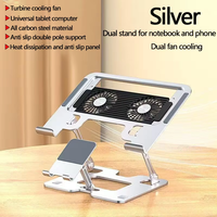Support pour ordinateur portable 3-en-1 avec support pour téléphone / ventilateur de refroidissement. Support de téléphone pliable à 180 degrés en acier au carbone, adapté aux appareils Lenovo.