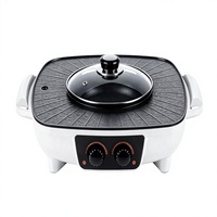 Yuanjian Combo multifonction à double commande 1500W, plaque de cuisson électrique multifonctionnelle avec contrôle de la température, grill et hot-pot, coffret cadeau