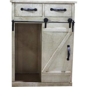 Meuble de rangement rustique en bois blanc style loft parisien, avec porte coulissante de type grange, console autoportante pour la décoration du salon - Product Image 5