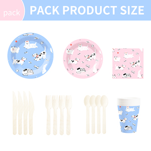 Juego de Vajilla Desechable DAMAI con Diseño Animal en Rosa y Azul, Platos, Vasos y Servilletas de Papel para Fiestas de Cumpleaños - Product Image 6