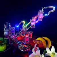 Présentoir de Service de lunettes de guitare éclairé en acrylique Rechargeable coloré, plateau de Service de verre à Shot VIP LED