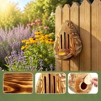 Nichoirs pour papillons de jardin avec mangeoire et porte arrière extérieure, habitat en bois en forme de larme, boîte de nidification naturelle
