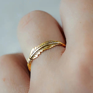 Nuovo Anello Vintage con Piuma e Zirconi, Elegante Gioiello da Dito per Fidanzamento in Stile Europeo e Americano per Donne - Product Image 6