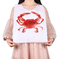 Bavoirs jetables en plastique imprimés sur mesure pour adultes, imperméables, pour restaurant, avec logo fruits de mer, motif homard et crabe