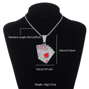 สร้อยคอแบบโชกเกอร์สไตล์แร็<span class=keywords><strong>ป</strong></span><span class=keywords><strong>เปอร์</strong></span><span class=keywords><strong>ชุด</strong></span>เครื่องประดับสำหรับผู้ชายจี้ไพ่โ<span class=keywords><strong>ป</strong></span>๊กเกอร์ประดับเพชรไรน์สโตนชุบทองพร้อมโซ่คล้องแบบคิวบา - Product Image 5
