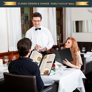 Porte-menus de restaurant 8,5 x 14 pouces, porte-menus en cuir à deux vues, portes-menus en cuir noir pour cafés, bars - Product Image 6