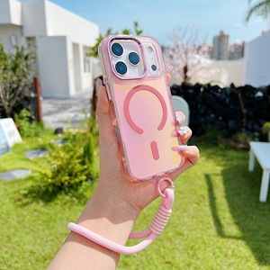 Coque de <span class=keywords><strong>téléphone</strong></span> portable magnétique photochromique laser pour iPhone 17 Air 16 15 Pro Max, avec bouton IMD givré effet aurore et dos en TPU - Product Image 6