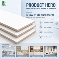 Panneau MDF mélaminé Jinbase 18 mm, blanc neige mat pur E0 1220x2440 mm, panneau de fibres à densité moyenne mélaminé pour meubles