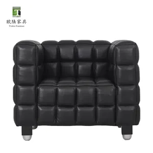 Desainer Modern kubus sofa kulit furnitur set U bentuk sofa duduk tunggal kursi