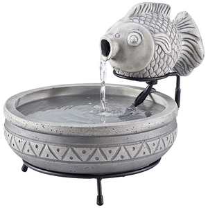 <span class=keywords><strong>Fontaine</strong></span> d'eau <span class=keywords><strong>solaire</strong></span> en résine grise, 1 pièce, effet ciment, figurine de poisson en extérieur, décoration pour étang, patio et <span class=keywords><strong>balcon</strong></span> - Product Image 5