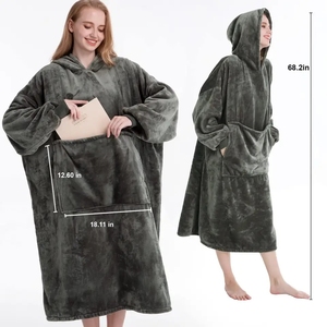 Modern <strong>Oversized</strong> Sherpa Hooded Flannel Pullover Sweater Character for <strong>Men</strong> Women Loose Fit Warm Wearable <strong>Blanket</strong> Quilted Woven - Product Image 6