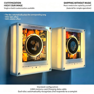 LOW MOQ Custom NFC CD Player Refrigerator Magnet with 9 CD for Home <b>Decoration</b> Night Light with Rotating Function Kpop Merch - Product Image 3