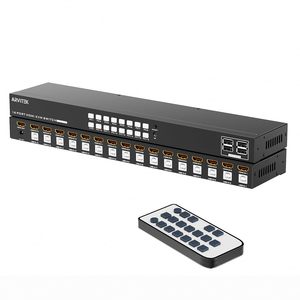 Switch <span class=keywords><strong>KVM</strong></span> HDMI a 16 Porte, 16 Ingressi 1 Uscita, Montaggio a Rack, 4K@30Hz con 4 Porte USB 2.0, 16 Cavi HDMI + 16 Cavi USB-B + Telecomando IR - Product Image 1