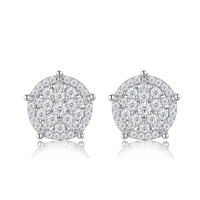 Boucles d'oreilles clous rondes en filigrane, argent sterling 925, pavé de moissanite, pour le quotidien, le bureau ou les soirées