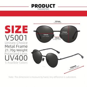 Lunettes de soleil polarisées pliables rondes UV400 en métal pour hommes et femmes, collection mode 2025 - Product Image 6