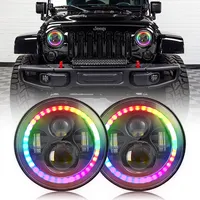 Amazon Hot Bán Xe Led Lights Đối Với Jeep Wrangler Jk Bluetooths APP Kiểm Soát Vòng Đèn Pha Dot 7 "Led Rgb Đèn Pha Cho Jeep Jk