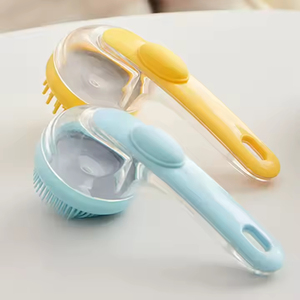 बिल्लियों और कुत्तों के लिए बायोडिग्रेडेबल पीपी सिलिकॉन पालतू स्नान ब्रश स्थायी शैम्पू डिस्पेंसर - Product Image 2