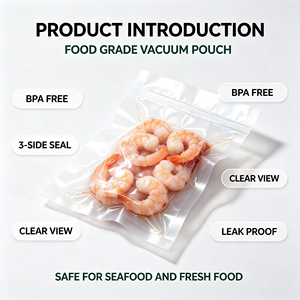 Food Grade PE <b>Vacuum</b> <b>Bag</b> 3 Side Seal Pouch Transparent Packaging for Shrimp Seafood Frozen Food - Product Image 2