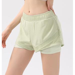 Shorts Deportivos 2 en 1 para Mujer, Cintura Elástica, Bolsillo Interior, Secado Rápido, Forro Integrado, para Yoga, Ejercicio, OEM, ODM - Product Image 2