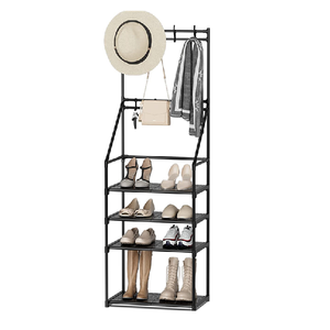 Étagère à chaussures, porte-manteau, porte-chapeaux, organisateur de rangement pour chaussures empilable, capacité de 8 paires de chaussures et de bottes, et porte-manteaux et chapeaux - Product Image 2