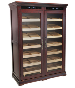 Hot Selling Luxury Electric Automatic 4000 Large 2 Door Custom Wooden Cigar Cabinet Humidor With Tray Drawer Display