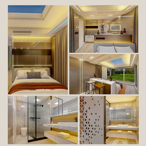 บ้านแคปซูลทำจากเหล็กหรูหราหรูหรา, ที่ใส่ของตกแต่งห้องโดยสารทันสมัยระบบปิดกริดควบคุมสภาพอากาศแบบมินิมอล - Product Image 4