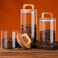 Frascos de Vidrio de Borosilicato de Alta Calidad para Cosméticos, Frascos Redondos Herméticos de Vidrio para Almacenar Granos de Café con Tapa de Bambú, para Exhibición de Té y Uso en la Cocina