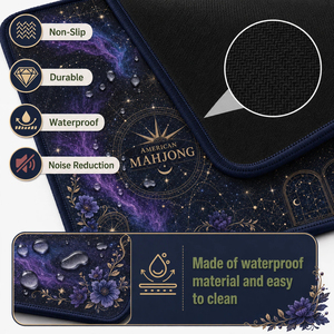Tapis de Mahjong Américain Esthétique Galaxie Nocturne Or Boussole, Housse de Table Antidérapante et Imperméable avec Guide des Règles pour Jeux de Cartes - Product Image 6