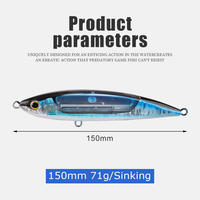 Appât dur artificiel pour la pêche en haute mer, leurre pour attraper des poissons tels que le thon, crayon coulant, japon, 150mm, 71g