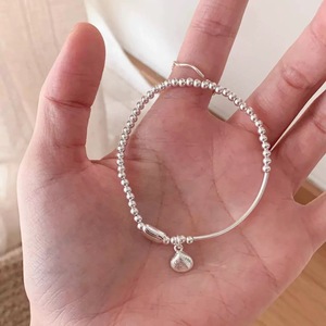 S925 Sterling Silver Shell <b>Bead</b> <b>Bracelet</b> Ball Shape Pure Silver Unisex Gift Jewelry - Product Image 1