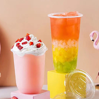 Gobelet en plastique jetable en forme de U de 90 mm, 22 oz, 700 ml, avec logo personnalisé pour le thé Boba, gobelet en plastique de 22 oz, vente en gros