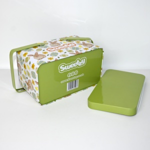 Rectangular Tin Box With Leather Handle Custom Printed Easter Metal Tin <b>Basket</b> <b>for</b> Candy Cookie Chocolate Gift <b>Storage</b> - Product Image 6