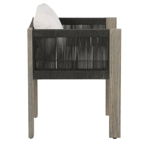 Chaise de salle à manger d'extérieur en teck et corde tressée, chaise longue en corde tressée, mobilier de jardin et de terrasse - <span class=keywords><strong>Aluna</strong></span> - Product Image 3
