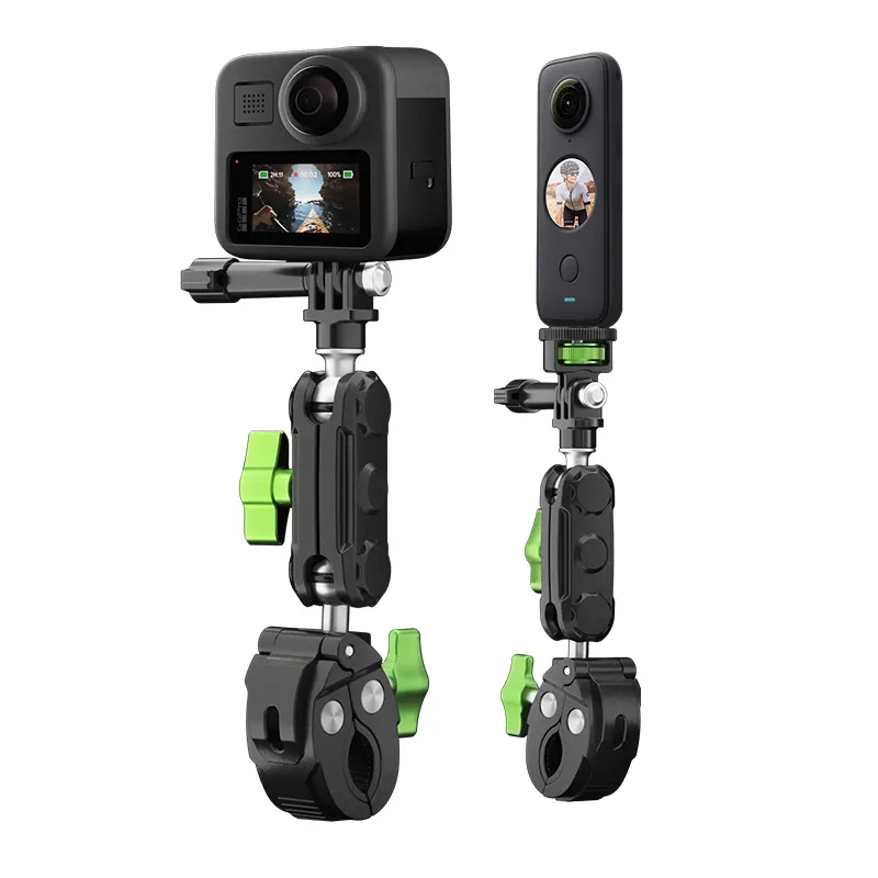 กล้องอลูมิเนียมอัลลอยด์ทรงก้ามปูสีดำสำหรับจักรยานขาตั้งกล้องอเนกประสงค์360 g0pro instaa