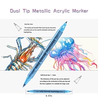 12 Pastel Dual Dot Tip Coloriage Adulte Double Tête Coloré Acrylique Peinture Marqueur Stylo Ensemble Avec Pointe Extra Fine