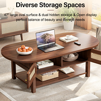 Ensemble de table et de chaises de café modernes personnalisées avec armoire de rangement, plateau de table ovale en bois, mobilier de restaurant commercial en gros